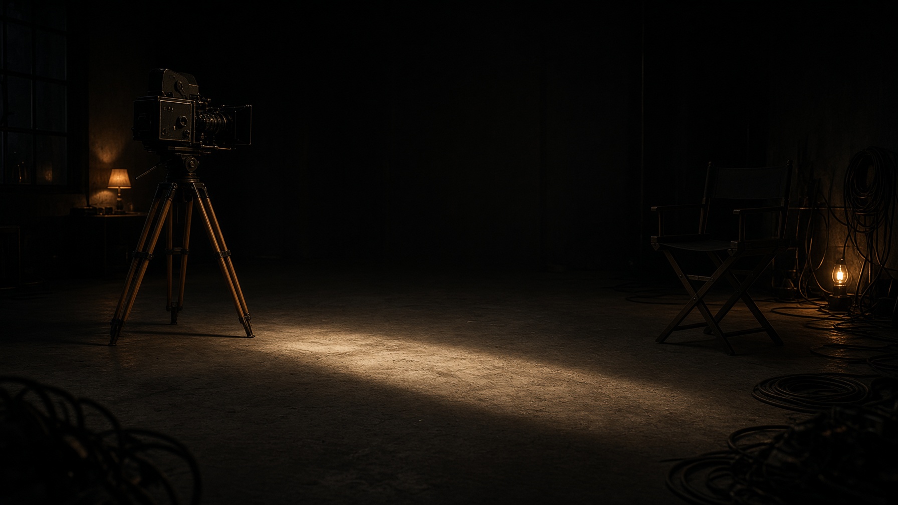 Film studio in tungsten light